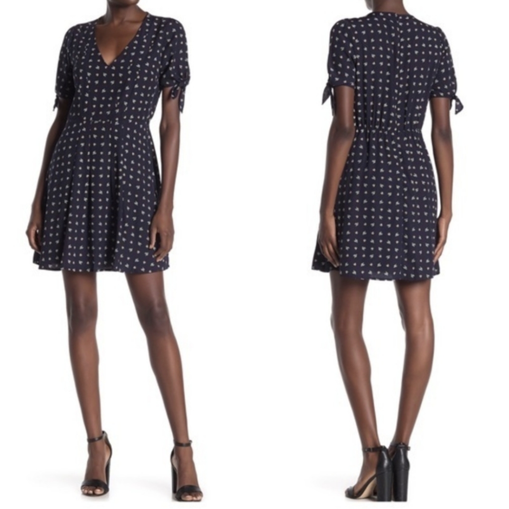 Nwt 19 Cooper Navy Blue Floral Fit  Flare Dress